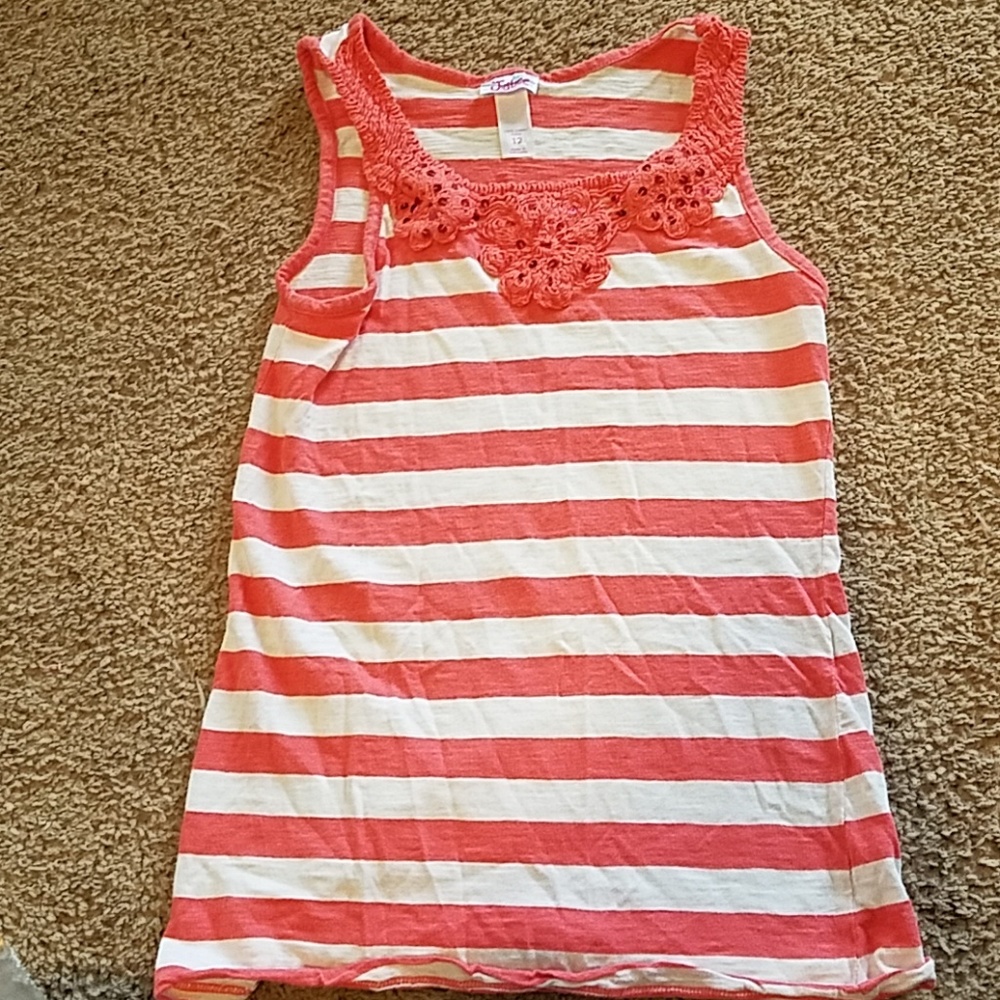 🎀 JUSTICE 🎀 PEACH STRIPED TANK TOP